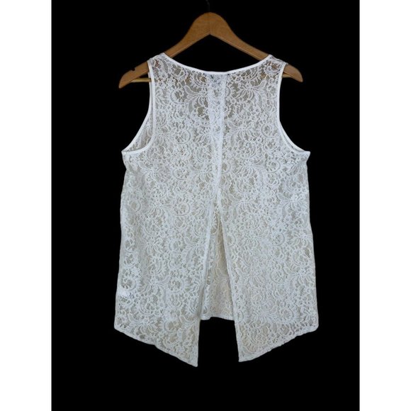 Express Tank Top Size Large Lace Sheer White Open Back Sleeveless EUC - Picture 4 of 8